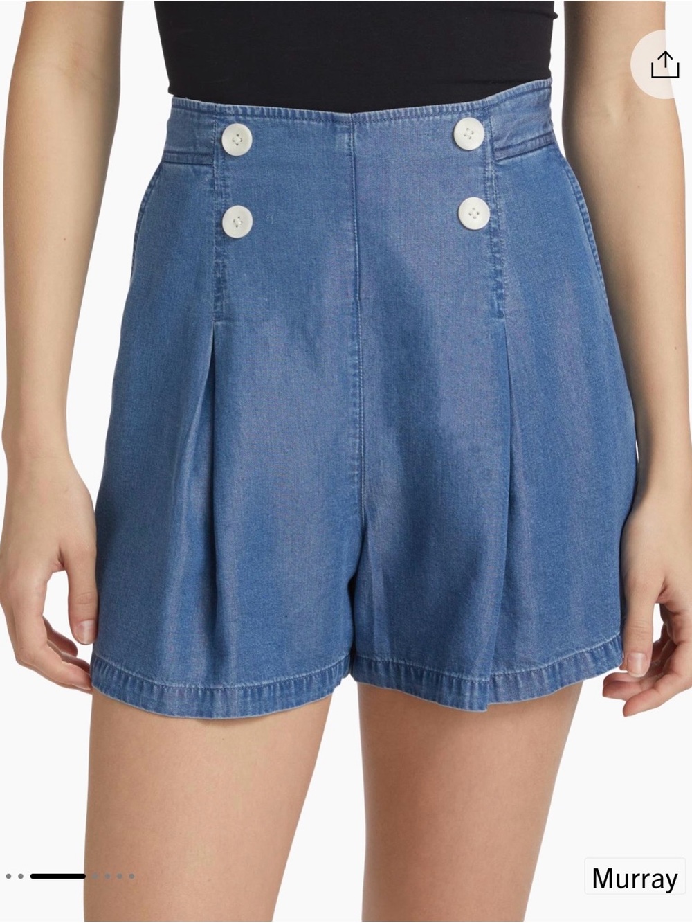 NWT Crosby Derek Lam High-Waist Light Blue Denim Shorts with White Buttons SZ00